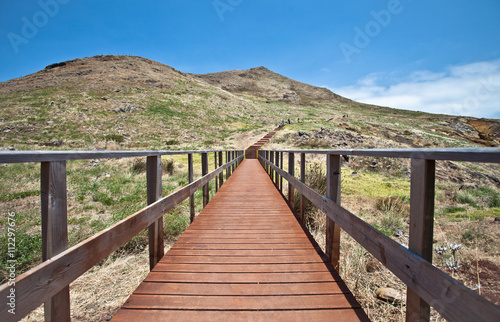 Wooden walkways on the way to Pico do Furado in Madeira island