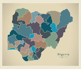 Modern Map - Nigeria with provinces colored NG