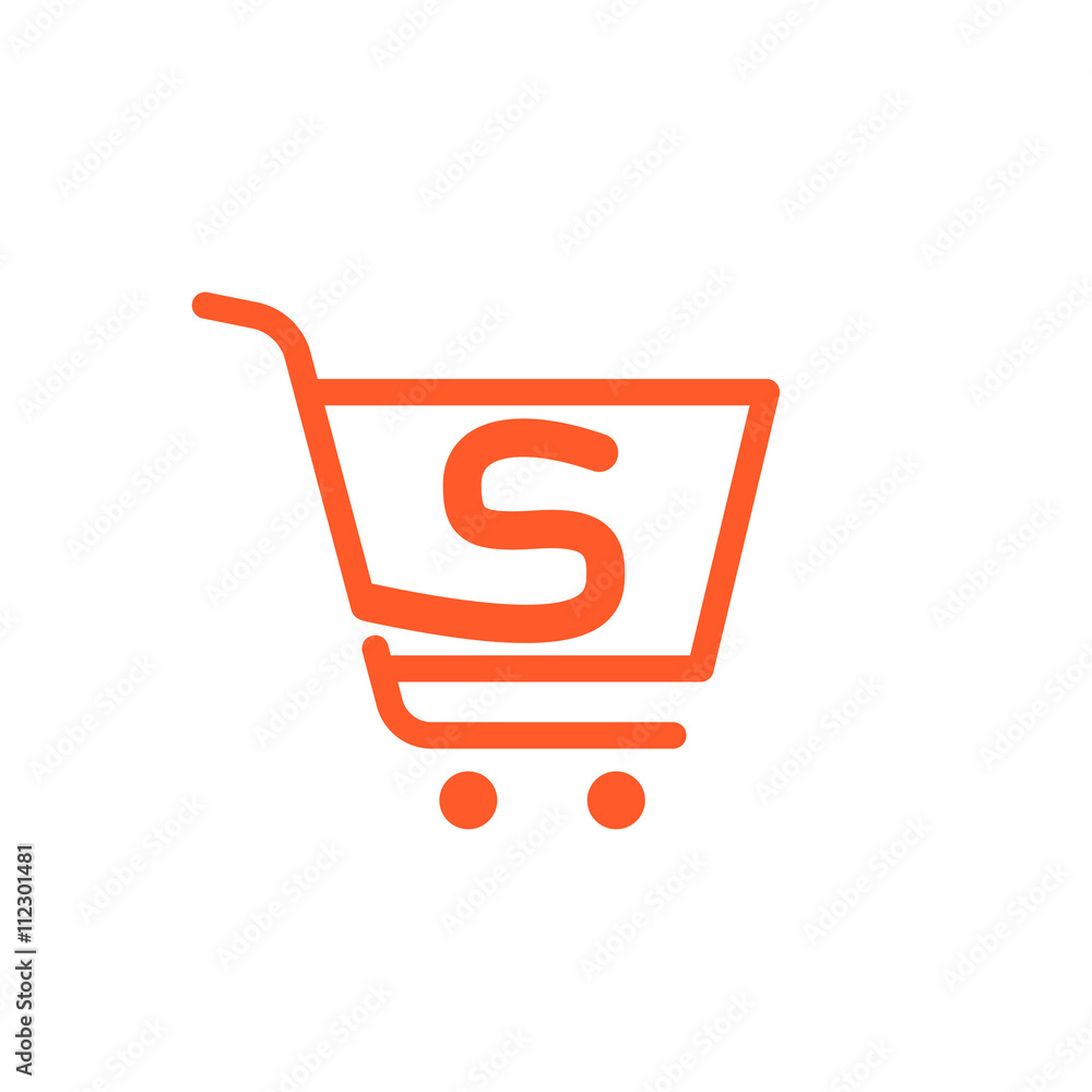 S letter logo with Shopping cart icon. S letter logo with Shopping cart icon.