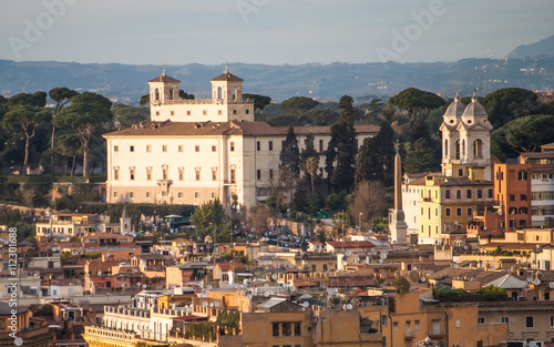 Cityscape of the Rome at sunset.