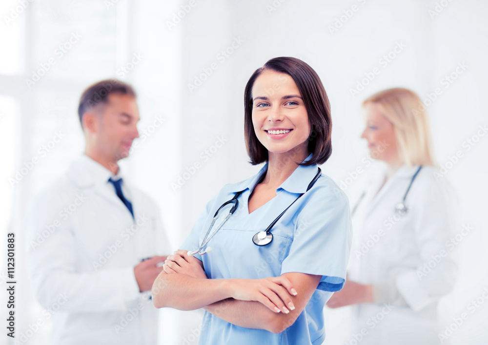 young female doctor with stethoscope young female doctor with stethoscope