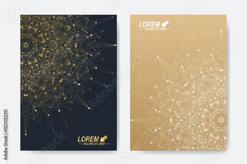 Modern vector template for brochure, Leaflet, flyer, cover, magazine or annual report. A4 size. Business, science, medicine and technology design book layout. Abstract presentation with golden mandala