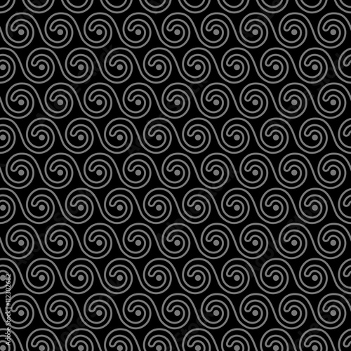 Geometric black seamless pattern with stylized waves