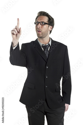 businessman making funny face while counting