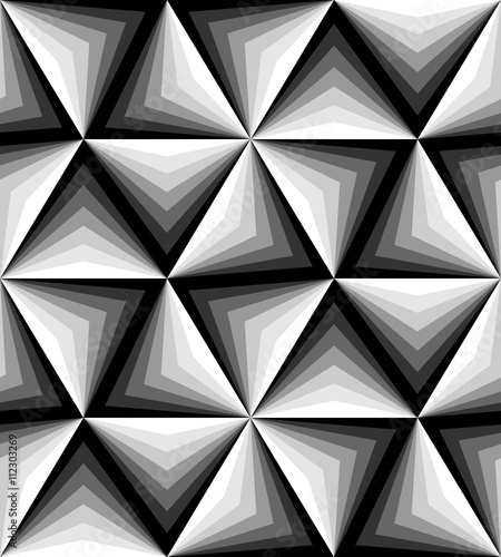 Vector Illustration. Seamless Polygonal Monochrome Pattern. Geometric Abstract Background