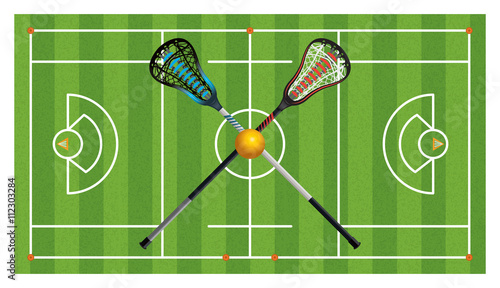 Regulation Lacrosse Field and Sticks