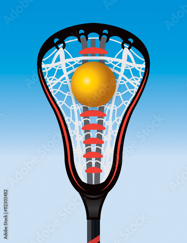 Closeup of Lacrosse Stick Pocket and Ball