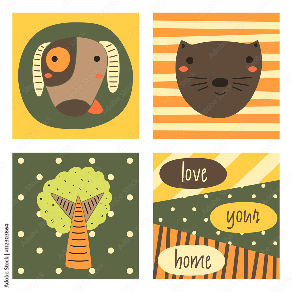 Fototapeta premium Cute hand drawn doodle cards, brochures, invitations 