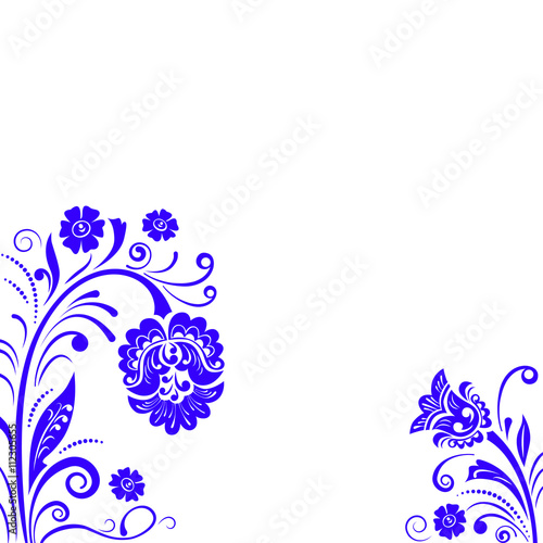 Abstract fancy flowers, stencil, decoration for card, window, door. 