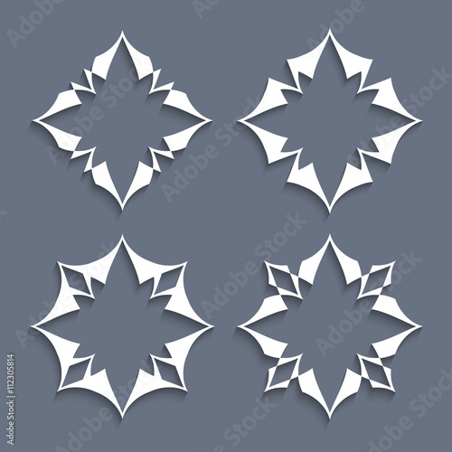 Vector set of paper elements stylized flowers for design