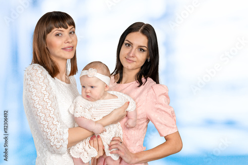 Bilde på lerret mother with daughter and aunt godmother