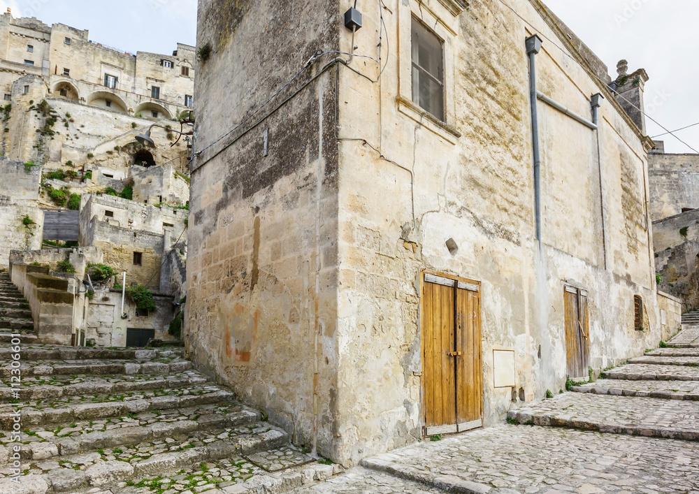 Beautiful building in old town of Matera, the famous world heritage site of UNESCO, Southern Italy 