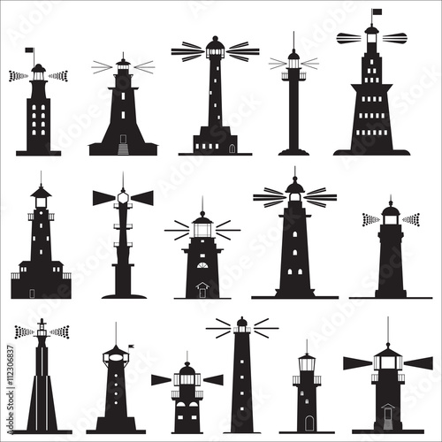 Set Icons of Lighthouses