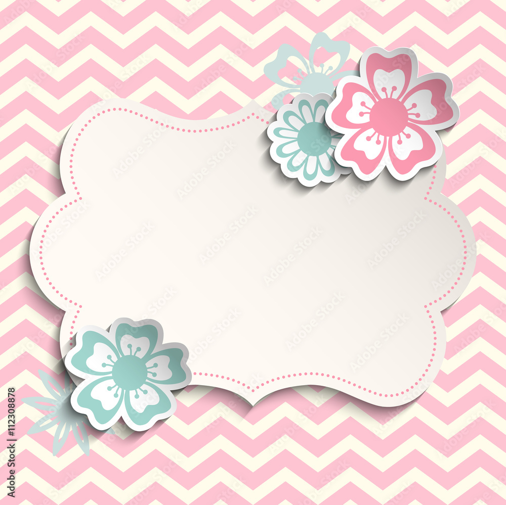 Shabby chic template with flowers, illustration