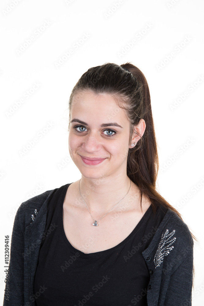 Young and pretty girl portrait Isolated on white. Young and pretty girl portrait Isolated on white.