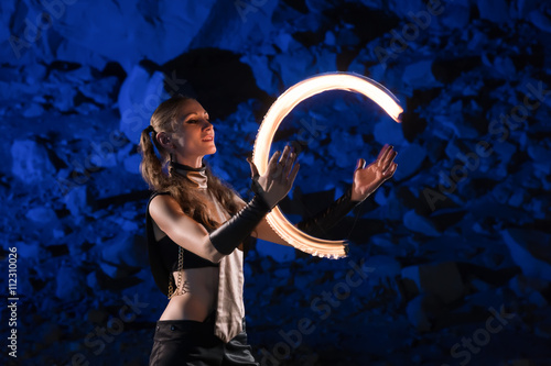 Fireshow performance near the rock