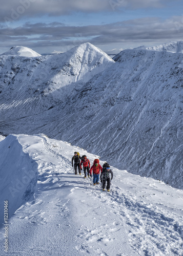 Scotland, Glencoe, Buachaille Etive Beag, Stob Dubh, mountaineering in winter photo