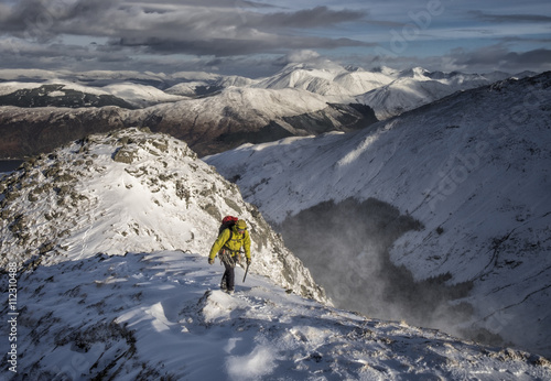 Scotland, Glencoe, Beinn a'Bheithir,  mountaineering in winter photo