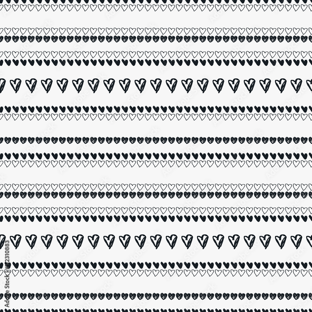 Doodle seamless pattern with hearts Doodle seamless pattern with hearts