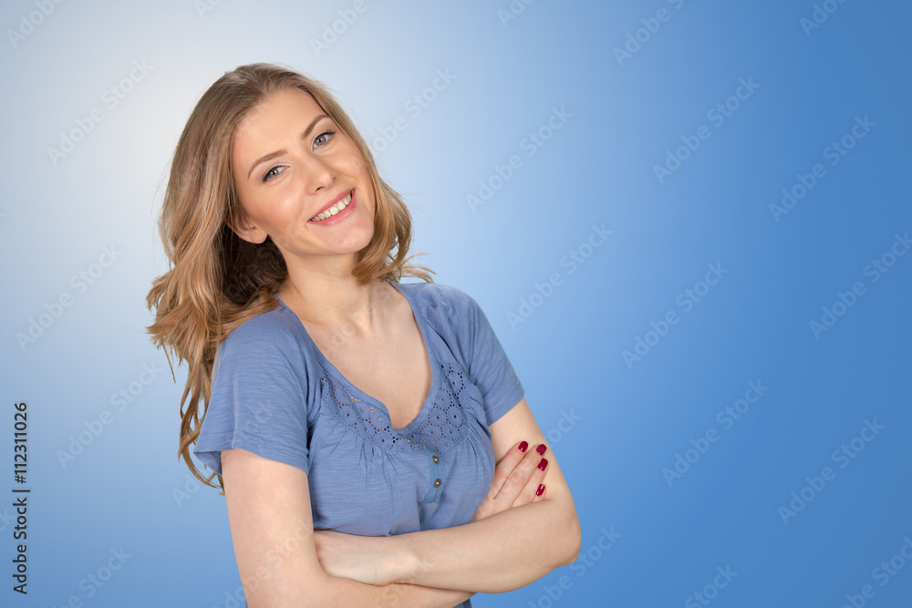 portrait of attractive caucasian smiling woman portrait of attractive caucasian smiling woman