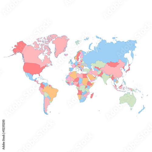 Fototapeta Naklejka Na Ścianę i Meble -  Colorful map of the world. Vector illustration.