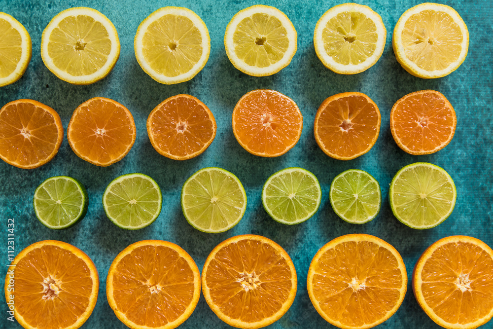 fresh citrus frits pattern, flat lay fresh citrus frits pattern, flat lay
