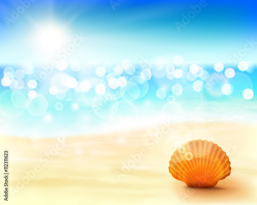 Sunny beach. Vector Illustration. 