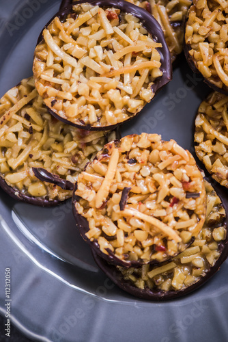 Homemade florentines cakes with chocolate