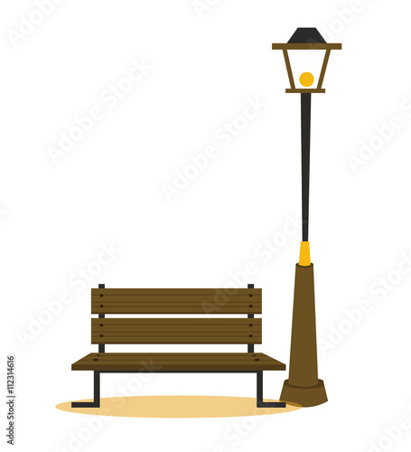 Bench and Lantern - Bank mit Laterne Vektor freigestellt