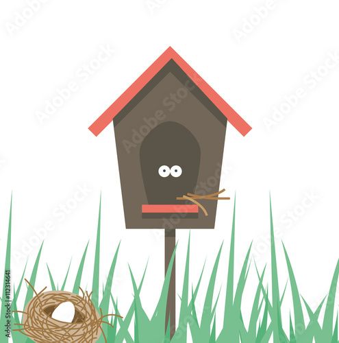 Vogelnest - Vogelhaus Cartoon Vektor