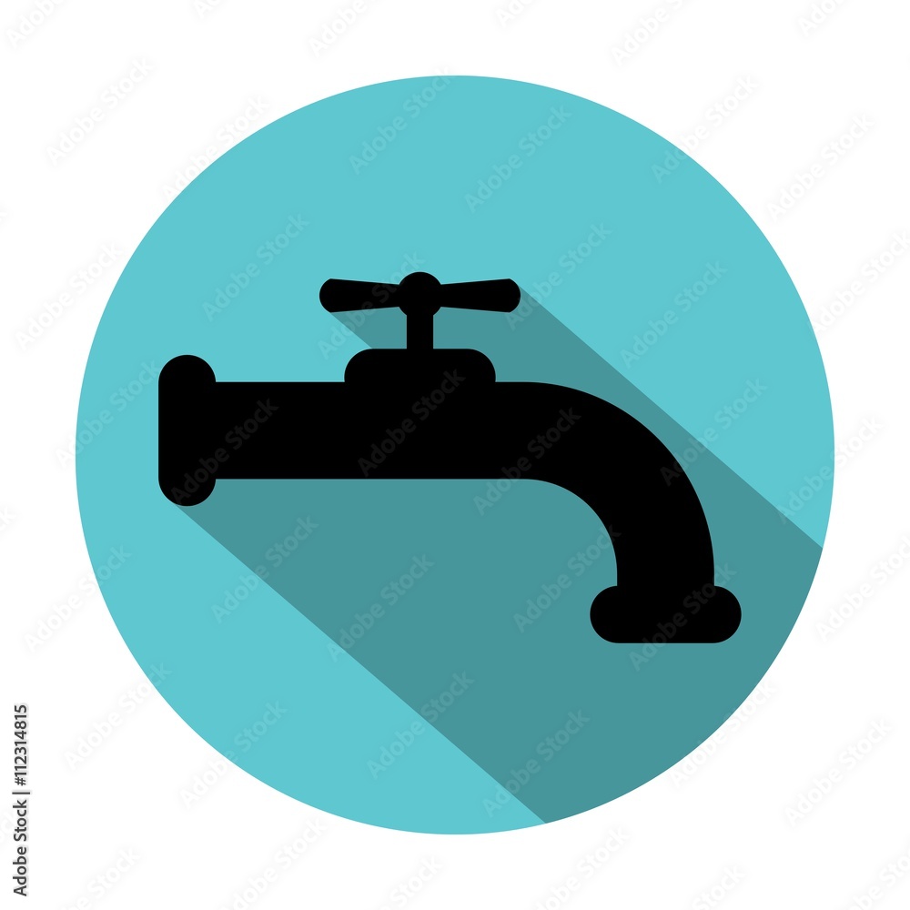 Faucet silhouette with long shadow Faucet silhouette with long shadow