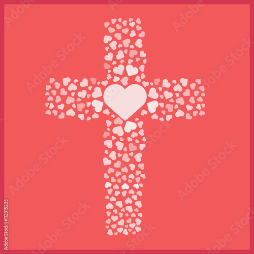 Jesus true love. Cross. Heart. Love. Vector illustration