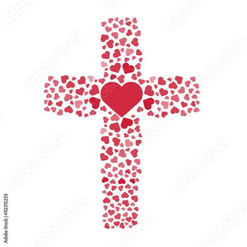 Jesus true love. Cross. Heart. Love. Vector illustration