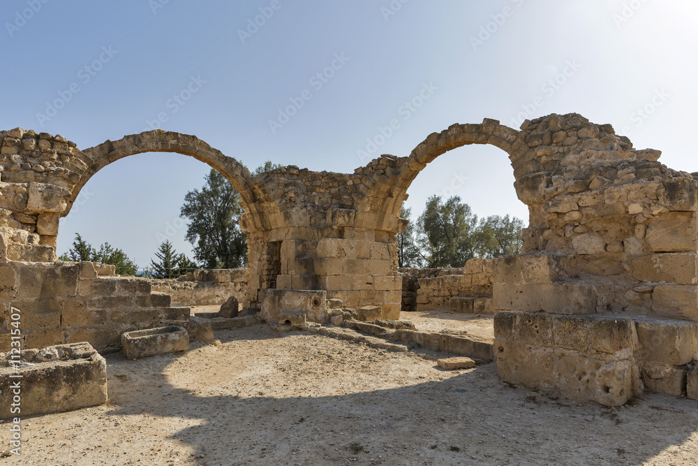 Ruins of Saranta Colones Castle in Paphos, Cyprus.