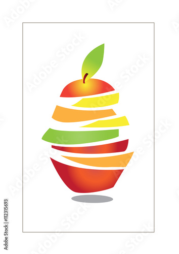 colorful fresh fruit slices , vector illustrations