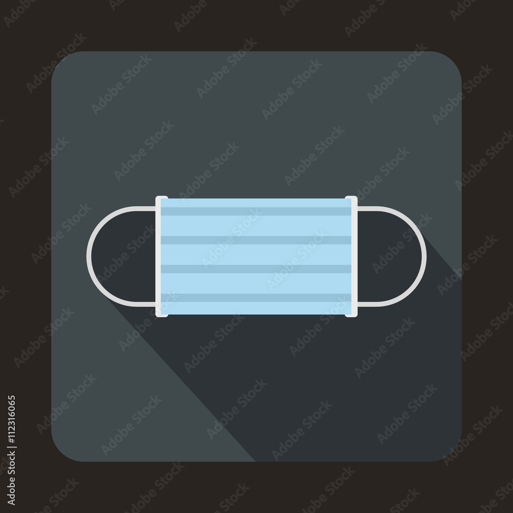 Disposable face mask icon, flat style Disposable face mask icon, flat style