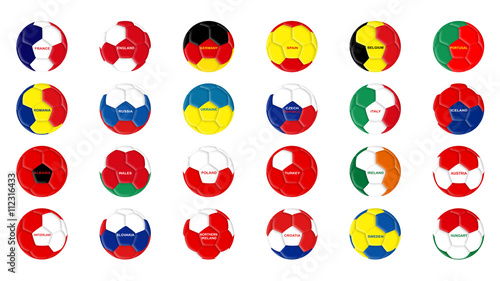 Φωτογραφία Soccer balls in the colors of EURO 2016 countries flags