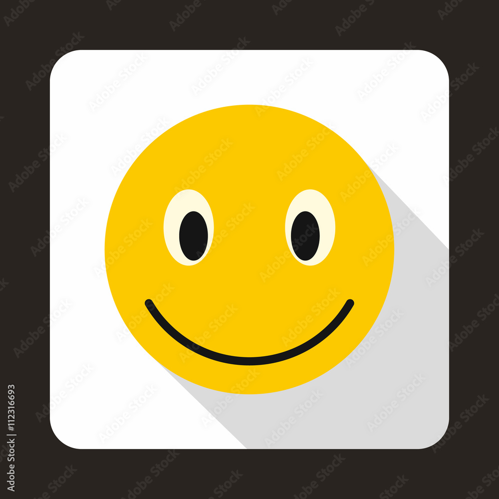 Smiling emoticon icon, flat style Smiling emoticon icon, flat style