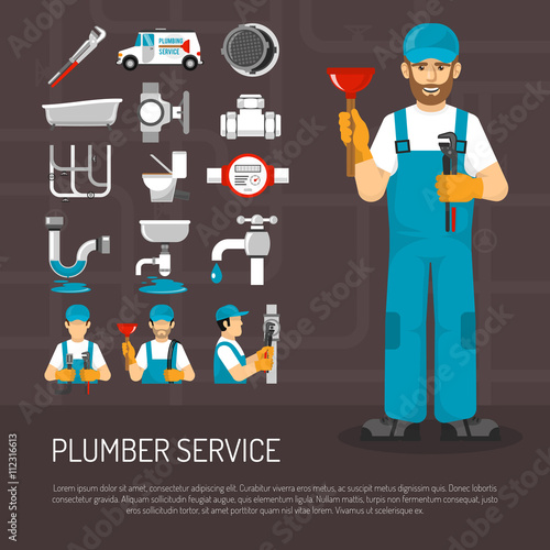 Plumbing Service Decorative Icons Set 