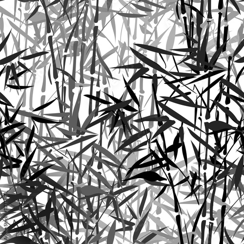monochrome tropical bamboo vector seamless pattern on a black background