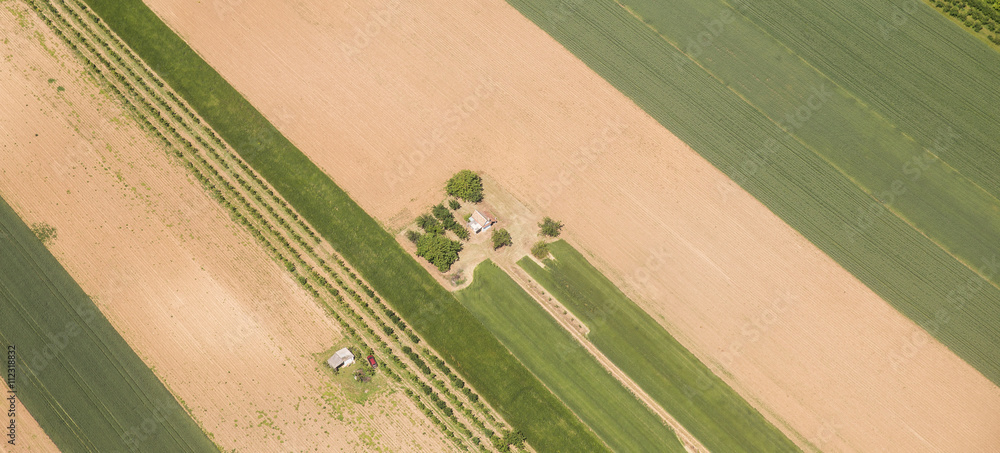 Fototapeta premium Arable land in Voijvodina photographed from air