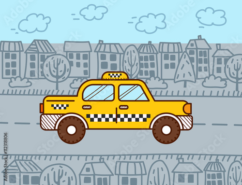 Taxi cab in the city