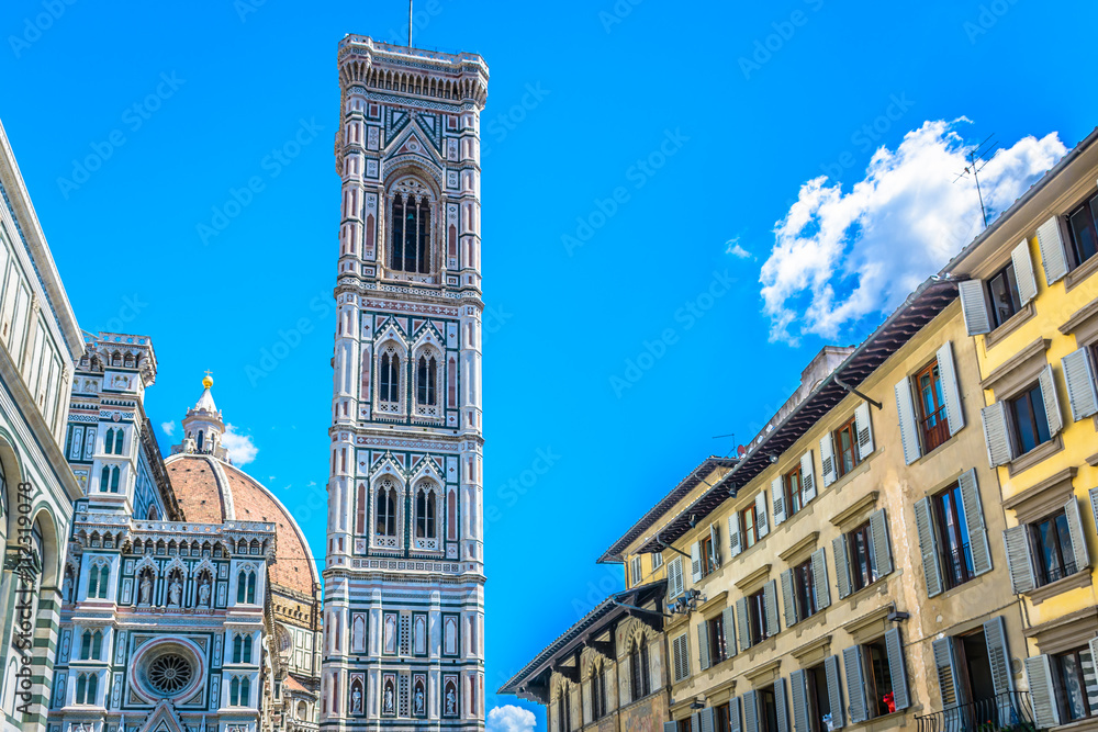  Bell tower duomo Florence Italy. / Bell tower and duomo in Florence, capital of Tuscany region, Italy, spring time. 