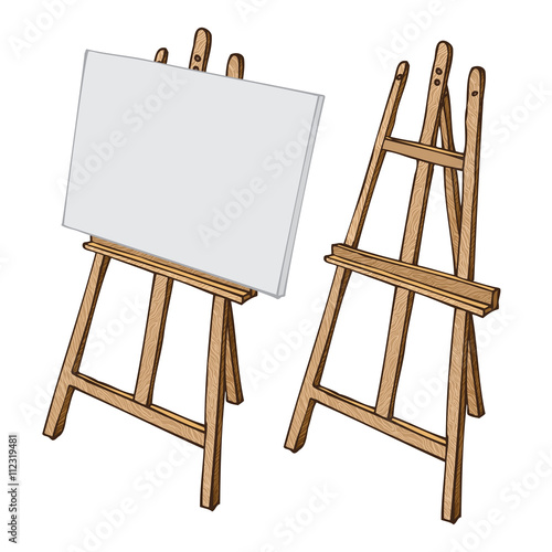 Wooden easel and canvas