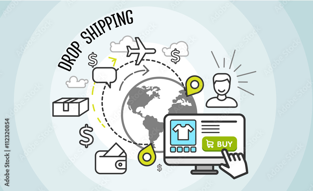 Drop shipping concept. Dropship, cargo and buy, Drop shipping concept. Dropship, cargo and buy,
