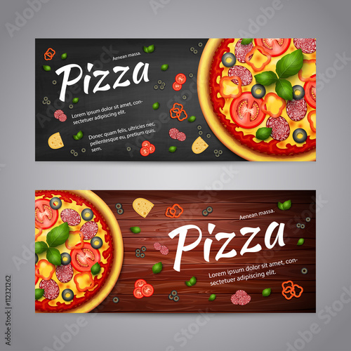 Two Realistic pizza vector flyer banners