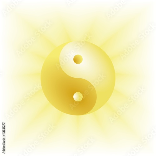 The symbol of yin-yang. Color - gold. Vector.
