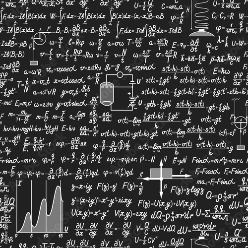 Physical vector seamless pattern on a blackboard