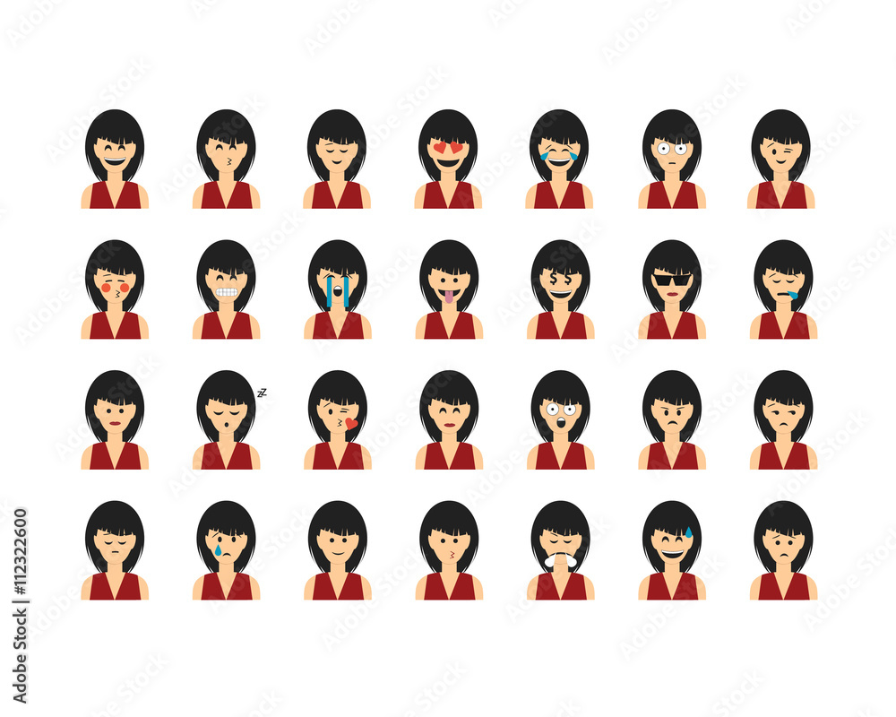 Set of people emoticon vector isolated on white background. Emoji vector. Smile icon collection. Emoticon icon web. Simple flat cartoon style. Faces avatars. Set of people emoticon vector isolated on white background. Emoji vector. Smile icon collection. Emoticon icon web. Simple flat cartoon style. Faces avatars.