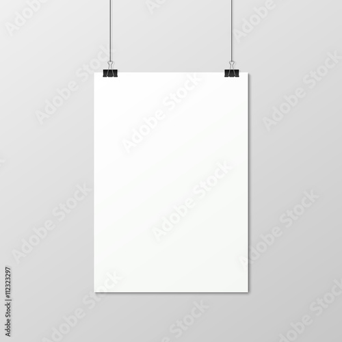 White vertical poster A4 on a rope.